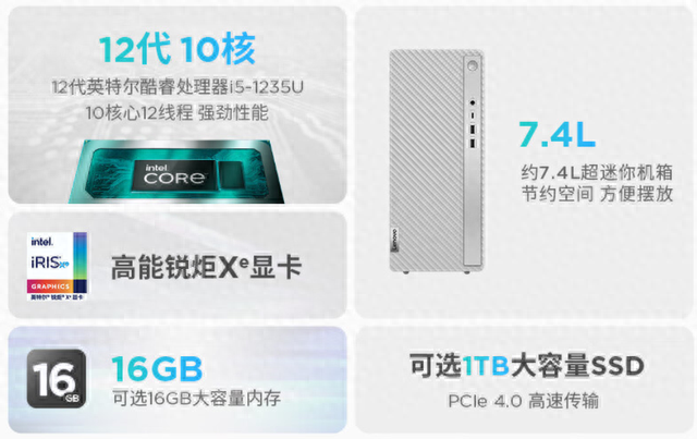 联想小新台式电脑今晚开售：i5-1235U+1TB固态，首发2599元